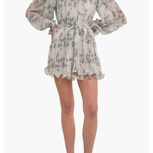 Endless Rose White Long Sleeve Romper with Bishop Sleeves